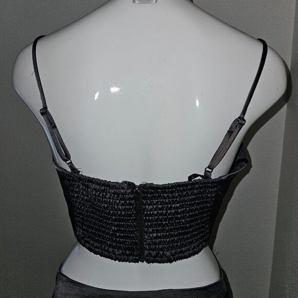 NEW Forever 21 F21 Bustier Crop Top Mini Skirt 2pc Set Gunmetal Gray Size Medium - Picture 5 of 16